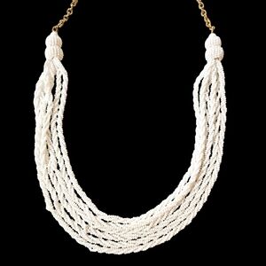 Talbots Elegant White Beaded Necklace